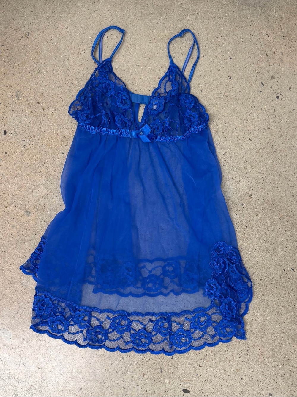 Frederick's of Hollywood Royal Blue Sheer Lace Chemise
